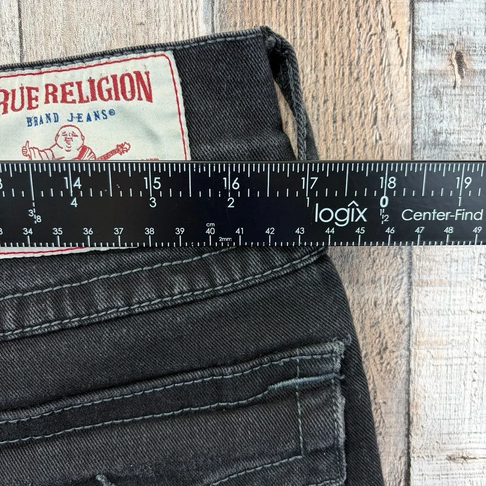 True Religion Ricky Relaxed Straight Jeans Mens 32x31 Black Dark Wash Denim